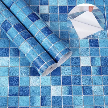 PVC Auto-adesivo Mosaico de papel de Parede de Cozinha, casa de Banho Wc Mosaico de papel de Parede Impermeável à Prova de Óleo com Adesivos de Azulejos do Adesivo de Parede