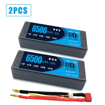 DXF 2PCS RC bateria Lipo 2S 7.4 V 5200mah 6200mah 6500mah 8000mah 50C 100C 120C 240C 4.0 mm Hardcase Para a Barra de Carro 4X4