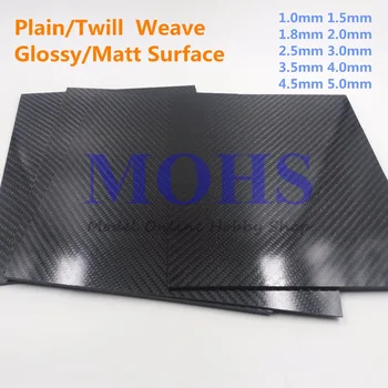 3k de carbono painel de placa 1 1.5 1.8 2 2.5 3 3.5 4 4.5 5 mm total de fibra de carbono painel de placa folha de plain weave de sarja brilhante superfície mate