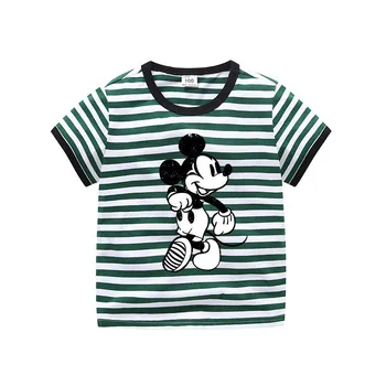 A Disney para crianças de manga curta t-shirt de algodão t-shirt do Mickey padrão de distribuição de meninos e meninas tops camisa de crianças t-shirt de verão