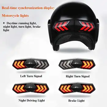 Capacete de motociclista LED sem Fio de Segurança, Luz de Freio Luz Sinal de volta Indicadores de Moto Scooter Capacete Motocross