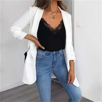 2020 Primavera Verão Renda Camis Mulheres Tops Da Moda Sólido Branco Preto Patchwork Decote Em V Sem Mangas Casual Feminino Blusa Camisole