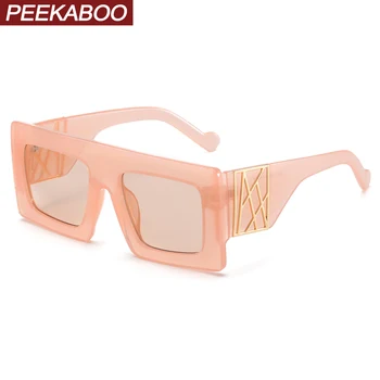 Peekaboo cor-de-rosa grossa armação óculos de sol das mulheres da praça de artigos de presentes para senhoras de grandes dimensões óculos de sol feminino padrão de leopardo uv400