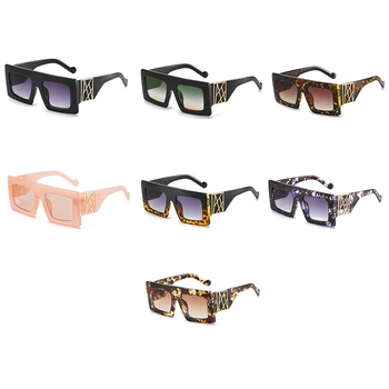 Peekaboo cor-de-rosa grossa armação óculos de sol das mulheres da praça de artigos de presentes para senhoras de grandes dimensões óculos de sol feminino padrão de leopardo uv400
