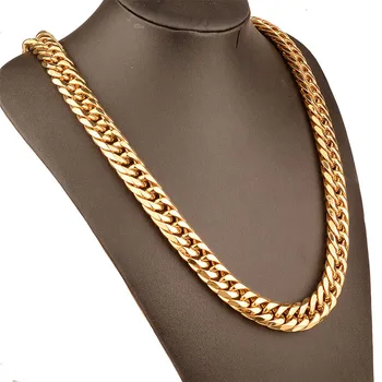 Colares homens grande corrente de ouro de aço inoxidável do hip hop, rock colar Steampunk Aço colar de jóias no pescoço de presentes para o sexo Masculino