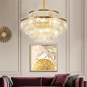 Luxo de ouro rodada dupla do casamento de hall, sala de estar Kristall Kronleuchter pós-moderno k9 de cristal chandelierfor casa