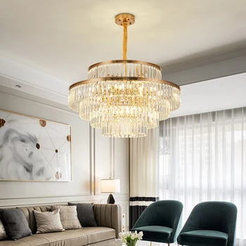 Luxo de ouro rodada dupla do casamento de hall, sala de estar Kristall Kronleuchter pós-moderno k9 de cristal chandelierfor casa