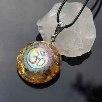 Feito à mão Orgonite Pingente pedra da lua Natural Energia Cristal Chakra Proteção EMF Orgone Cura Jóias