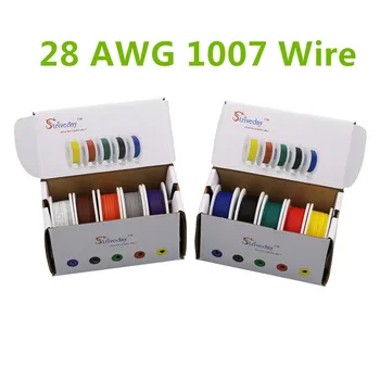 50m UL 1007 28AWG 5 com Mistura de cores caixa 1 caixa 2 pacote de cabos Elétricos Cabo de Linha Aérea de Cobre PCB Fio