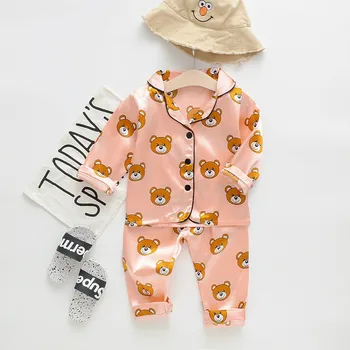 Crianças de Pijama Conjunto de Mola de Bebê, Roupas de Menina Casual Pijamas Conjunto de Crianças dos desenhos animados Tops+Calças de Criança Conjuntos de Vestuário