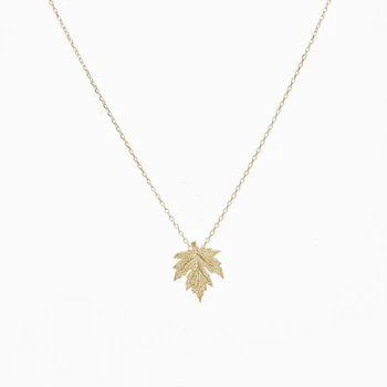 Folha colar em Ouro, delicado colar artesanal Acessórios de Jóias de Ouro Canadá Maple Leaf Colar Pingente