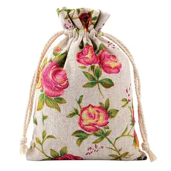 30 Pack de Rosa de Drawstring Sacos de Estopa Flor Bolsa de Sacos de Sacos de Presente de Jóias Bolsas para DIY de Artesanato Festa de Casamento