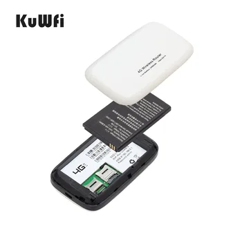 KuWfi Desbloqueado 150Mbps 3G 4G LTE Roteador wi-Fi Mobile Hotspot wi-Fi 2400mAH Bateria Com Slot para Cartão SIM Visor LCD de Até 10 Usuários
