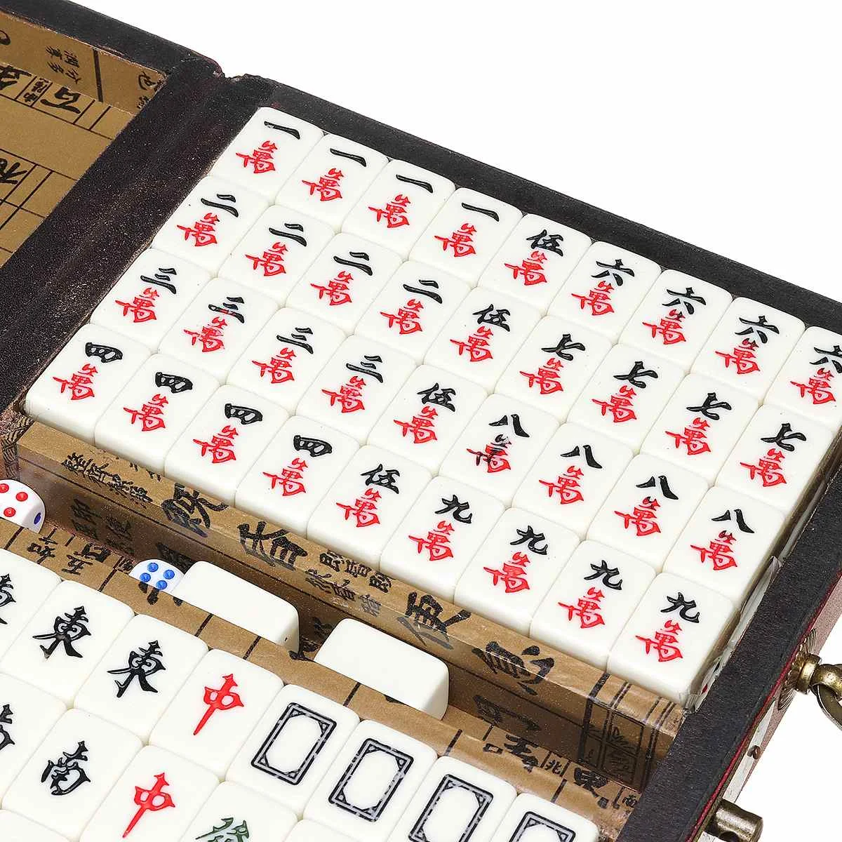 Mahjong tradicional chinês que joga cartas com 2 cubos para o divertimento  da família amigo cartões de jogo de mesa 144 cartões/conjunto mahjong  cartões - AliExpress