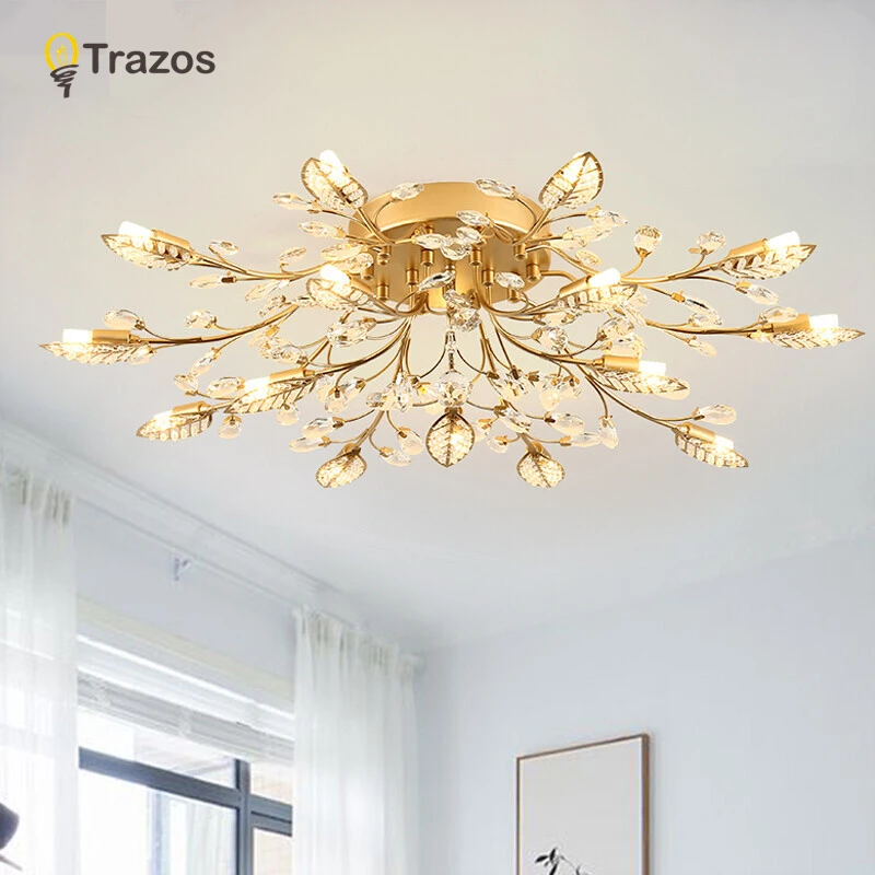 TRAZOS: Novas Luzes Led Teto Lâmpada de Ouro Para o Quarto sala de estar Iluminação brilho de plafond Lustre Moderno candeeiro de Tecto AC110-240V