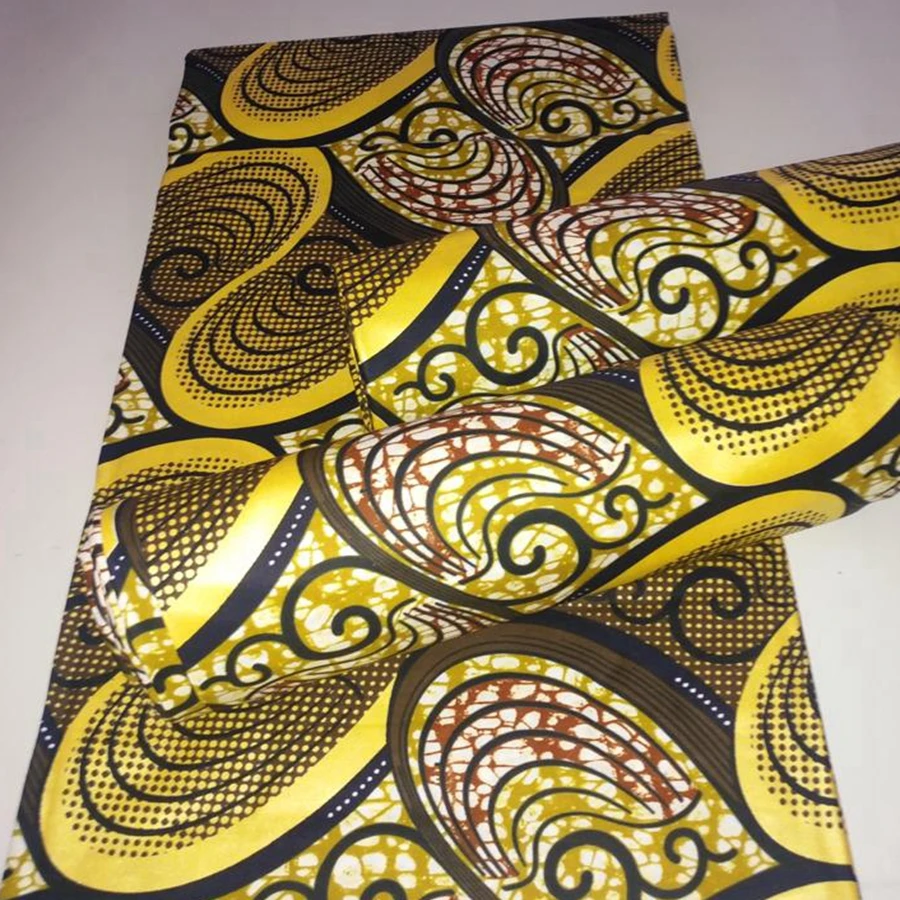 Nova Africano de Ouro de Cera de Tecido de material de algodão de Impressão de Alta Qualidade Ancara Cera Para Costura 6yards algodão com um design luxuoso