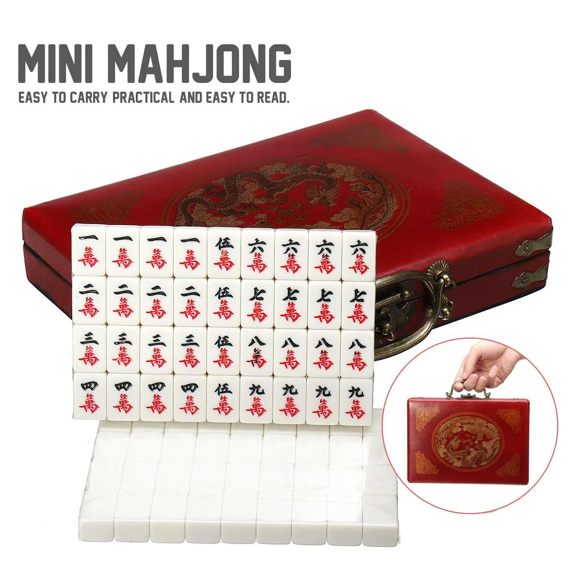 Mini Jogos De Tabuleiro De Mahjong Japonês Portátil Conjunto Peças