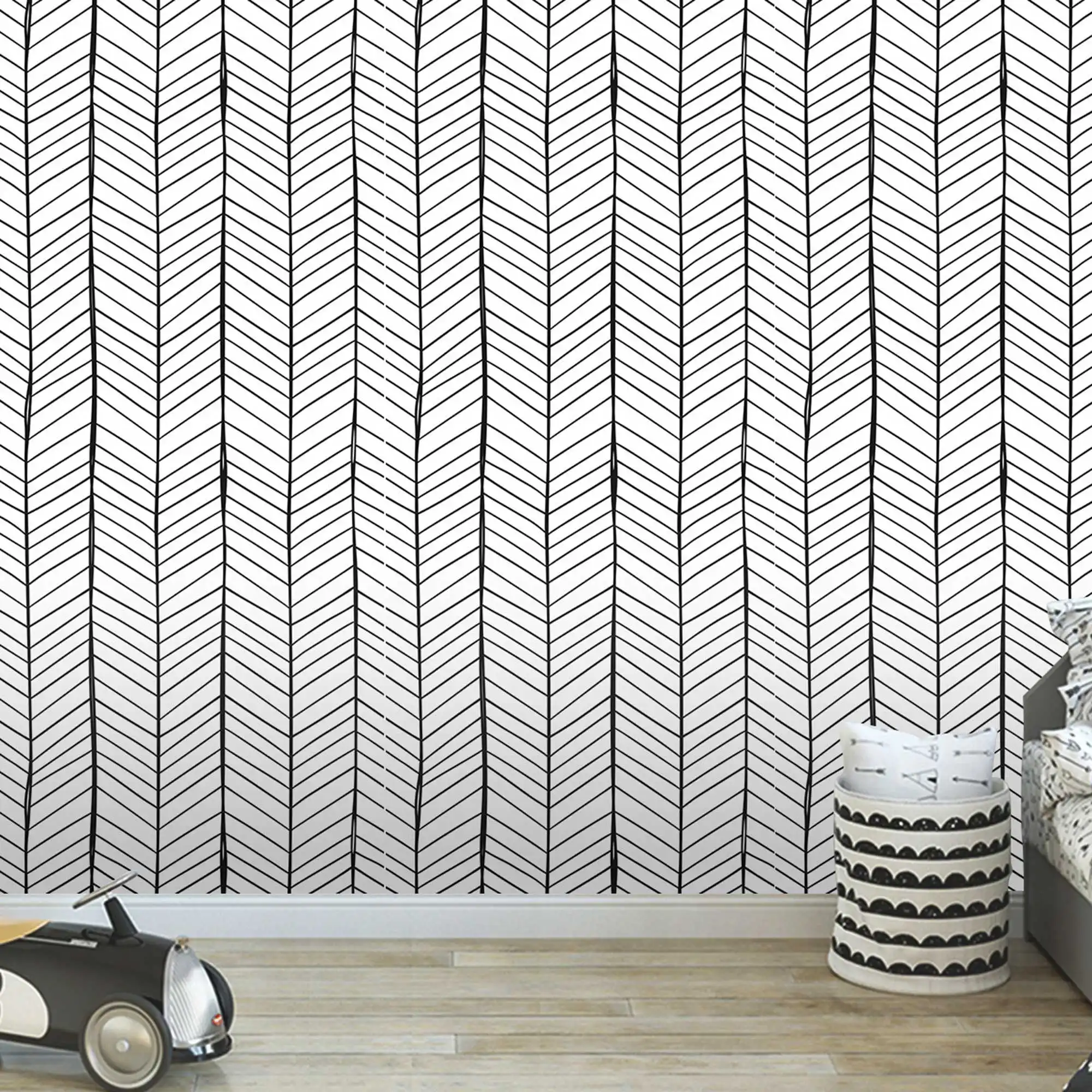 Beibehand-papel de parede clássico estilo nórdico, preto e branco