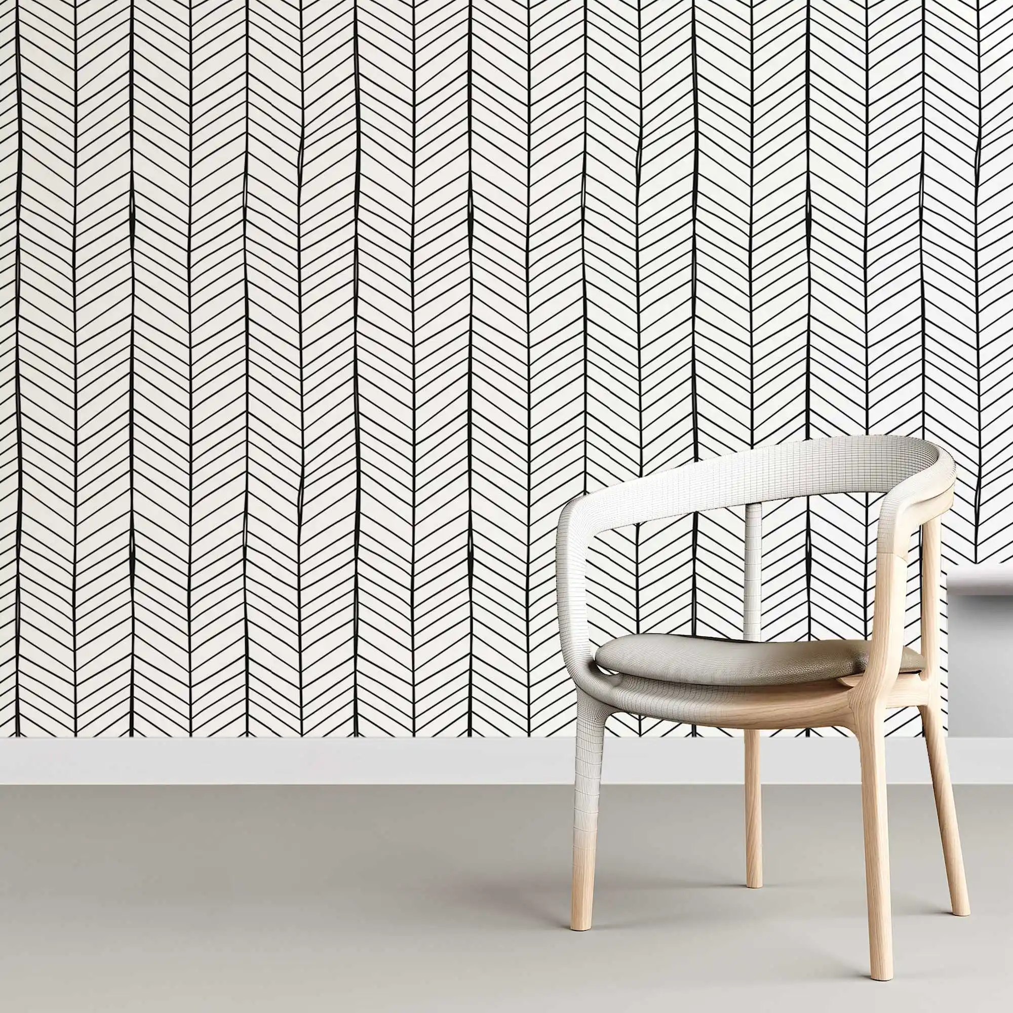 Beibehand-papel de parede clássico estilo nórdico, preto e branco